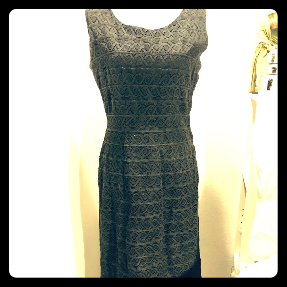 Elegant vintage black lace dress.